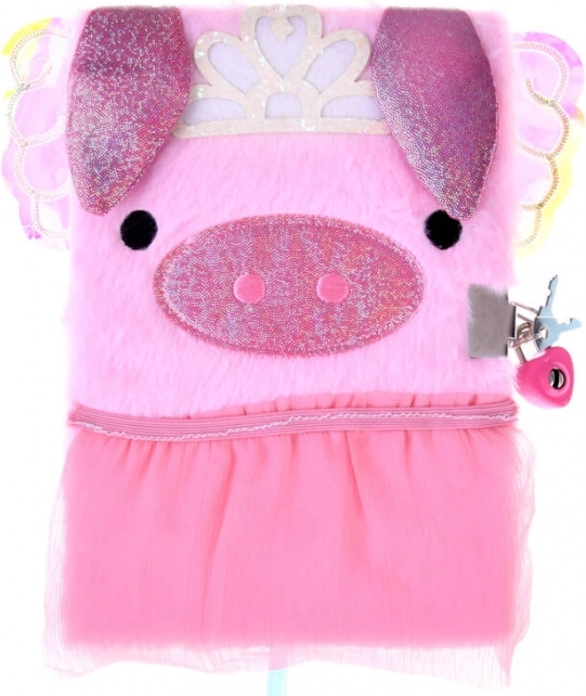 Journal secret rose avec cadenas en forme de petit cochon