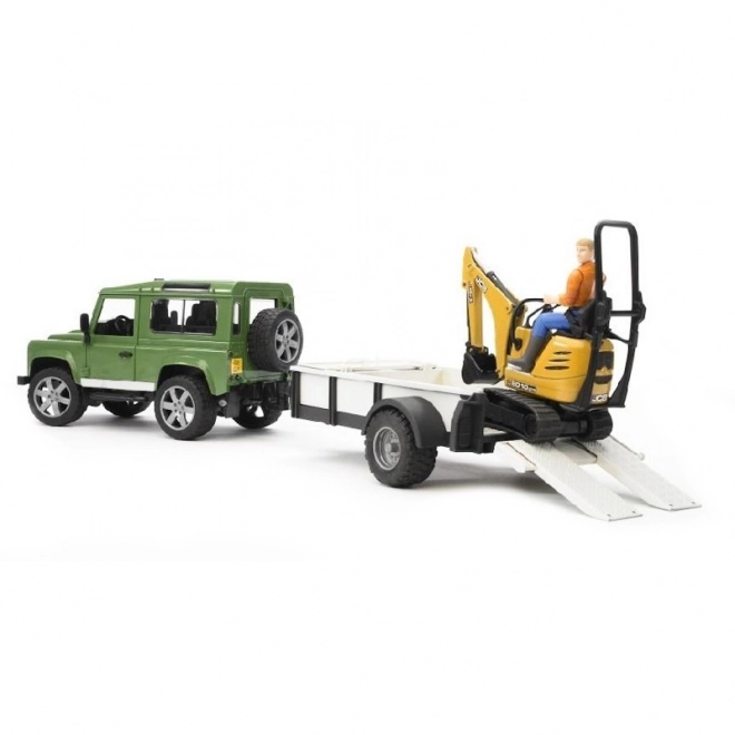Speelset Bruder SUV en rupsgraafmachine JCB met aanhanger