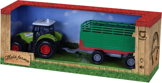 Plastic tractor with sound and light with a hay trailer