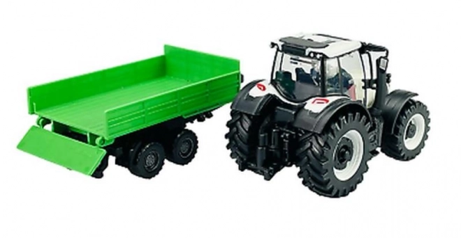 Bburago Farm 10cm Tractor met Aanhanger - Valtra N174 - Kiepaanhangwagen