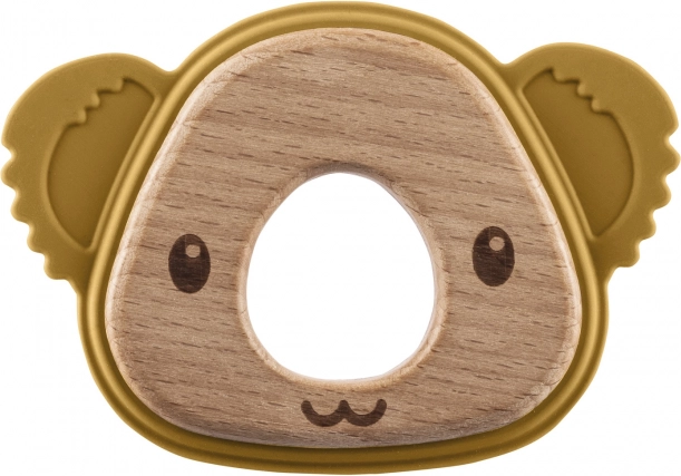 Siliconen houten bijtring Koala, Mosterdgeel