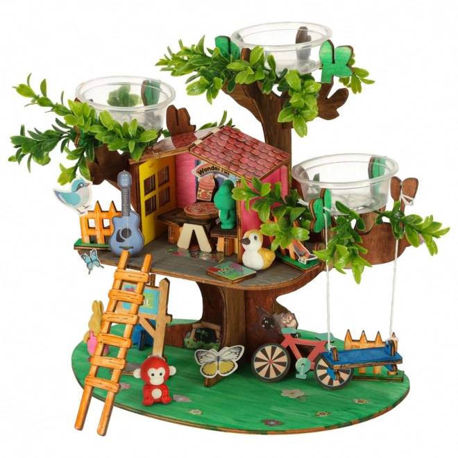 Creatieve set voor het bouwen van een boomhut met accessoires