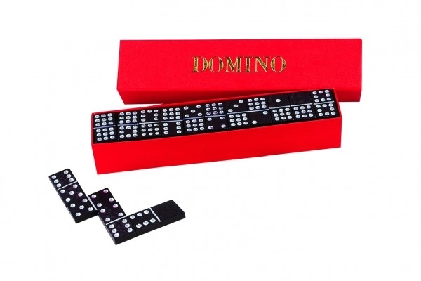Domino gezelschapsspel hout 28st in doosje 15,5x3,5x5cm