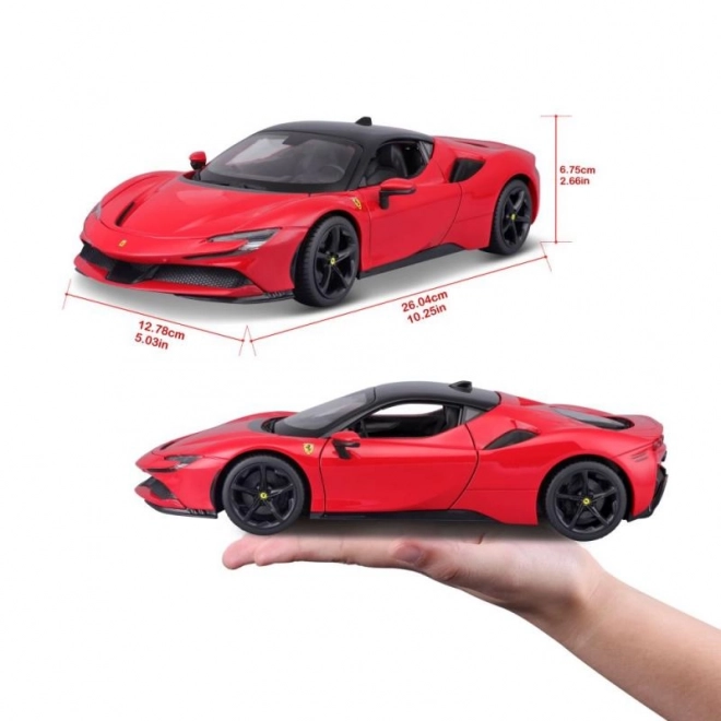 Metalen model Ferrari SF90 Stradale rood 1:18