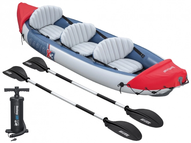 Opblaasbare kajak met dubbele wand Bestway Rapid X3 voor 3 personen met peddels en tas