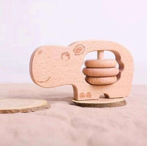Houten rammelaar Nijlpaard
