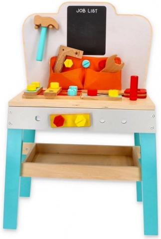 Children's Wooden Workbench with Chalkboard