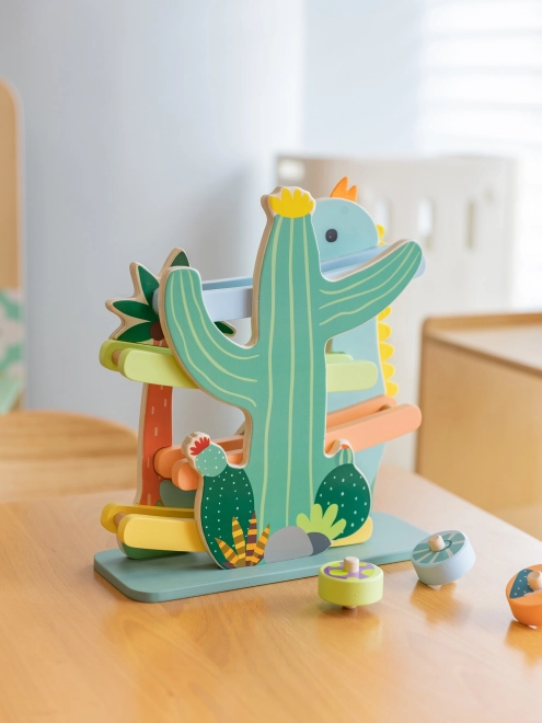 Klassieke houten dinosaurusbaan