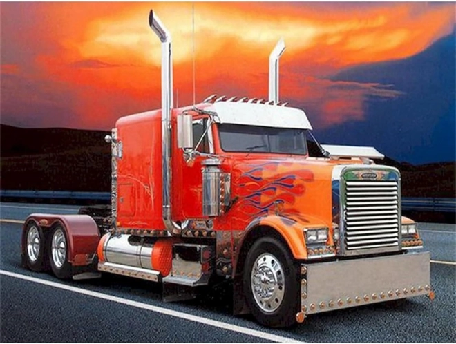 Peinture diamant Camion rouge avec flammes 30x40 cm