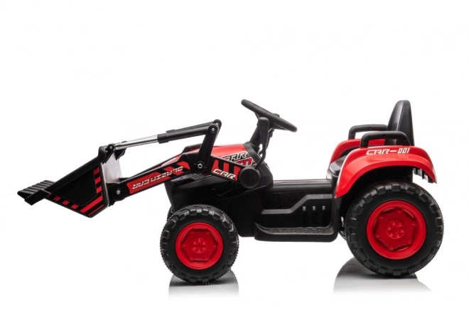Rode kindertraktor met oplaadbare batterij en schop