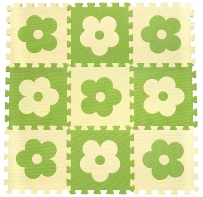 Schuimmat puzzelmat Bloemen groen-beige