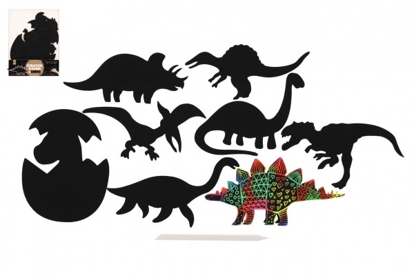 Kras-afbeelding 9 stuks regenboog dinosaurus 13-15cm in zakje