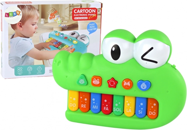 Educatief kinderkeyboard krokodil, groen, met licht en geluid