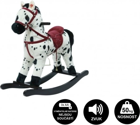 Cheval à bascule en peluche sur piles avec son et mouvement – Blanc et brun