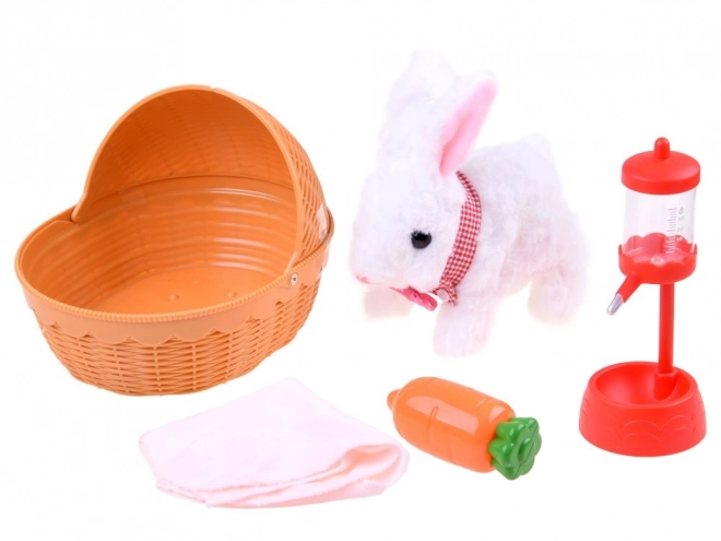 Interactive Plush Bunny with Basket and Accessories – Pink
