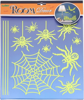 Lichtgevende muurstickers spinnen Halloween 38 × 31 cm
