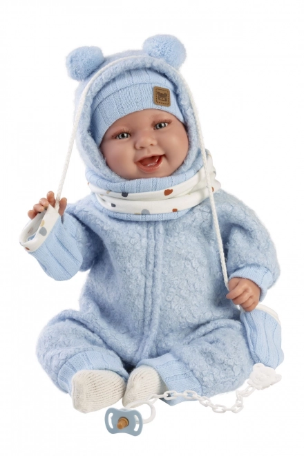 Llorens 84479 NEW BORN - realistische babypop met geluiden en een zacht stoffen lichaam - 44 cm