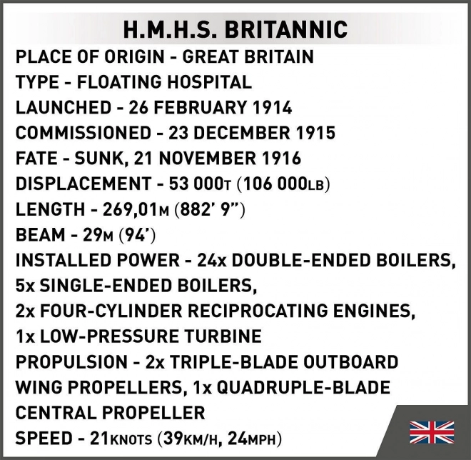 Model boot H.M.H.S. Britannic 1:700