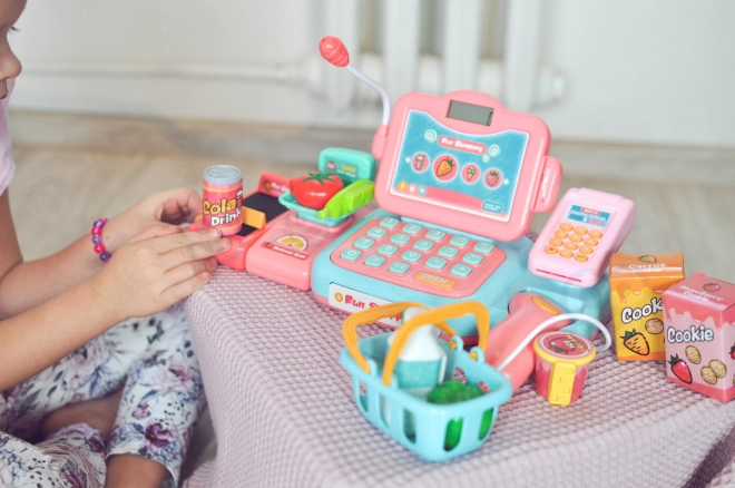 kassa voor kinderen met scanner, weegschaal en microfoon WOOPIE + 24 accessoires