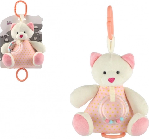 Musical plush teddy bear 18 cm pink