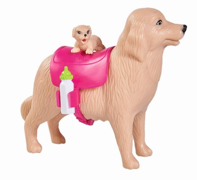 Pop Evička met hondje en puppy's