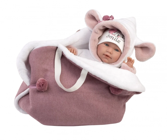 Llorens 74048 NEW BORN - realistisch poppenbaby met geluiden en zacht stoffen lichaam - 42 cm