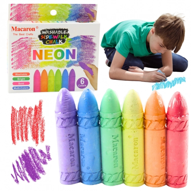 Neon krijt voor op het bord en de stoep - set van 6 stuks