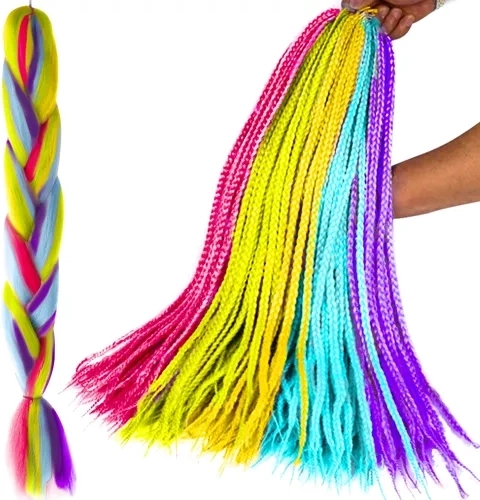 Synthetische Regenbogen-Zöpfe 60 cm