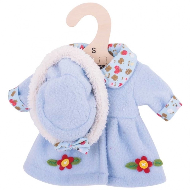 Bigjigs Toys Blauwe jasje met hoed voor pop 28 cm