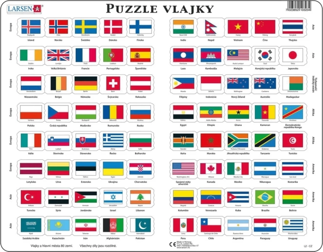 Larsen puzzel Vlaggen 80 stukjes