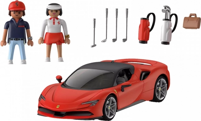 Twee figuren en golfaccessoires