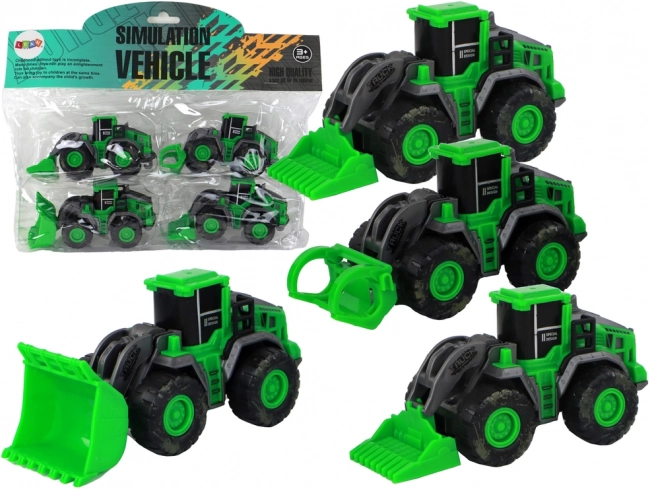 Set of Green Tractors 4 Pieces