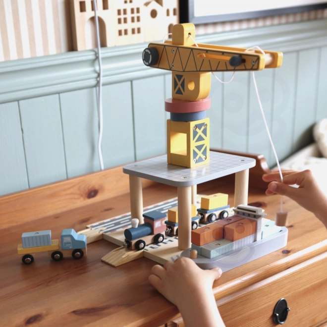 Tooky Toy Wooden Port Crane Set