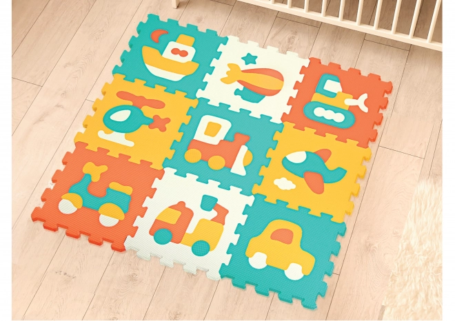 Schaumstoffpuzzle mit Verkehrsmitteln