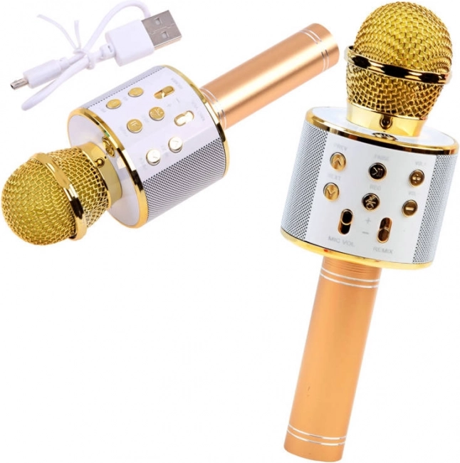 Bluetooth draadloze karaokemicrofoon met ingebouwde luidspreker – Goud