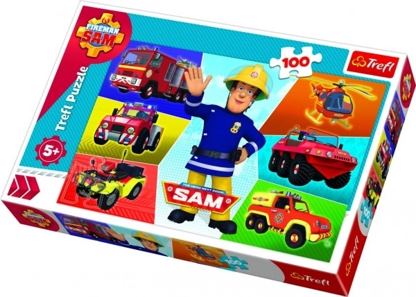 Puzzel Brandweerman Sam 100 stukjes 41x27,5cm in doos 29x19x4cm