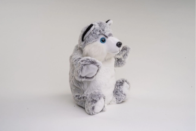 Chien Husky en peluche marionnette 25 cm