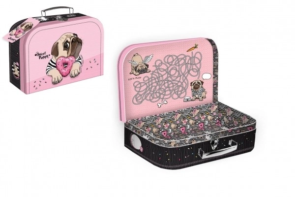 Koffertje/Koffer school papier Sweet Puggy in folie 25x18x9cm
