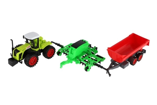 Tractor met aanhanger en hekken