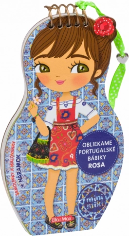 Malbuch Anziehen portugiesische Puppe ROSA mit Aufklebern und Glücksarmband