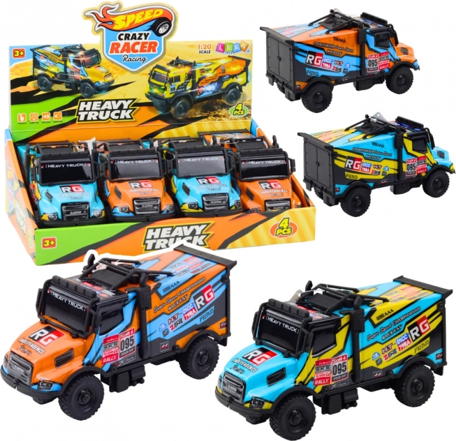 All-terrain car with drive, lights and sounds, orange blue