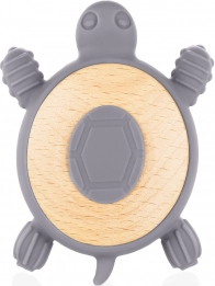 Siliconen houten bijtring Turtle, Dove Grey
