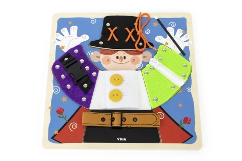 VIGA panneau de manipulation en bois magicien montessori – fermetures éclair, boutons et boucles