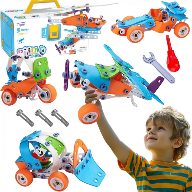 5-in-1 STEM voertuigen constructieset van Woopie