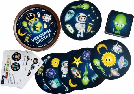 Teddies Ruimtespelletjes 2-in-1 – kaartspel met reactietraining in een metalen doosje