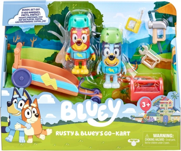 Bluey Gokart Figures with 2 Dog Figurines