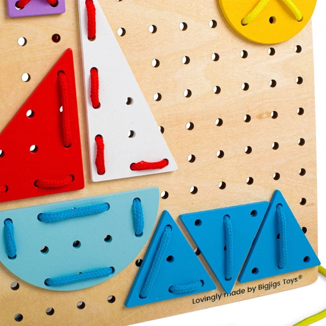 Bigjigs Toys Wooden Lacing Game Geometric Shapes