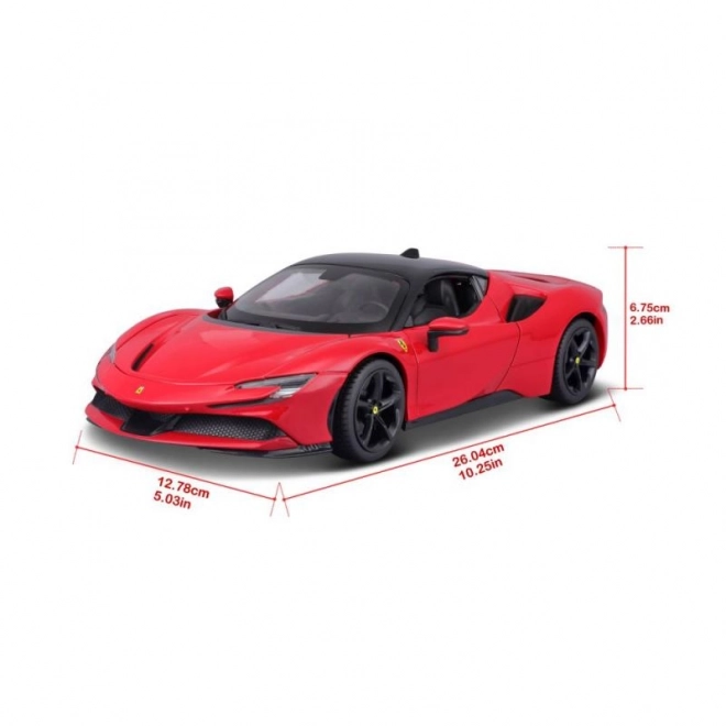 Metalen model Ferrari SF90 Stradale rood 1:18