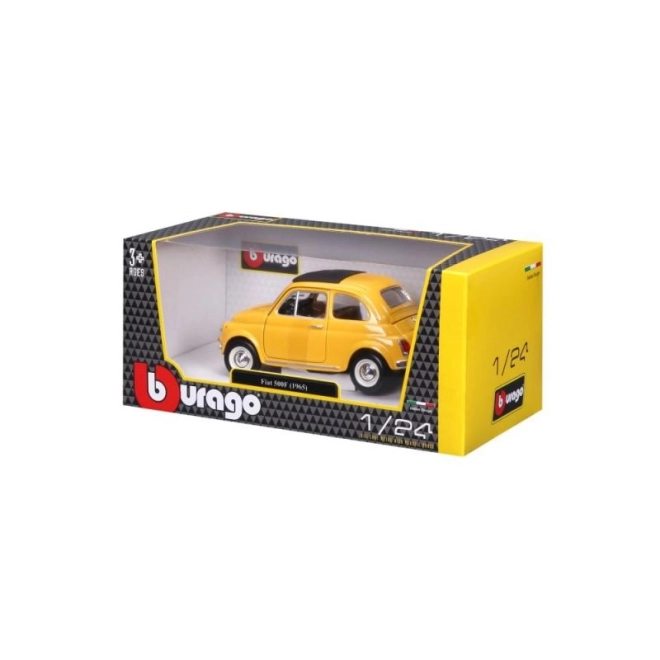 Modèle Bburago voiture Fiat 500 F 1965 jaune 1:24
