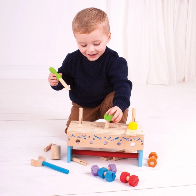 Wooden Workbench and Tool Carrier 2-in-1 Bigjigs Toys